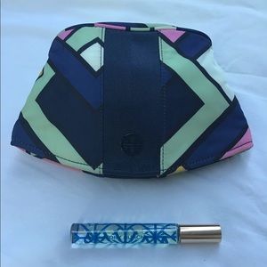 Tory Burch Brand New Azur Perfume Rollerball & EUC Cosmetic / Makeup Bag / Case